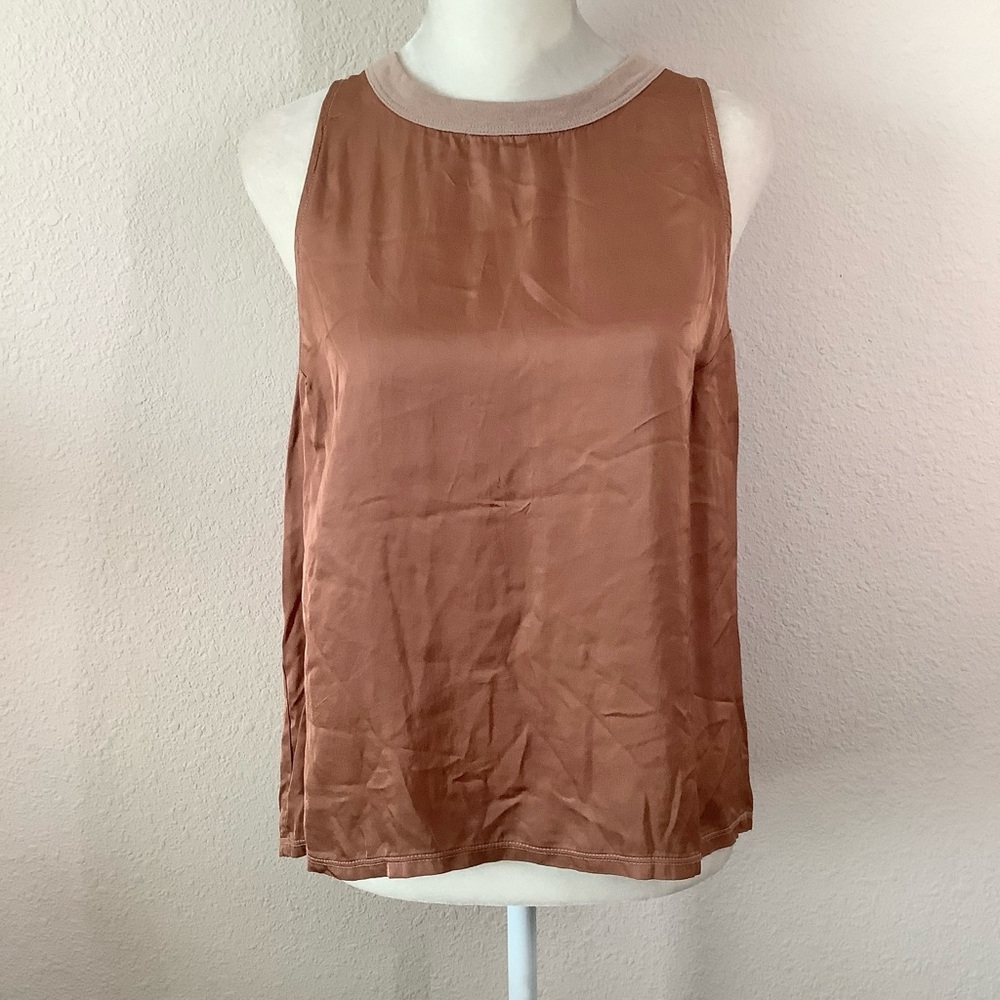 NATION LTD Roxanne Satin Halter Top M Minimalist Quiet Luxury Resort Summer